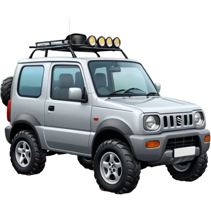 make a silver 1999 suzuki jimny emoji with big mud tyrpes and a snorkel emoji
