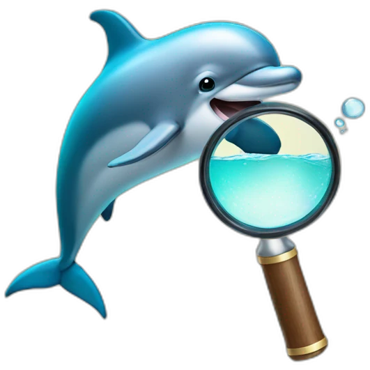 A dolphin with a magnifying glass emoji