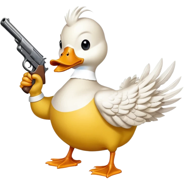 angry duck with a gun in his hand pointing at us  emoji