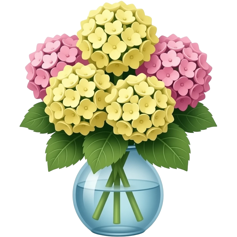 Yellow and pink Hydrangea in a vase emoji