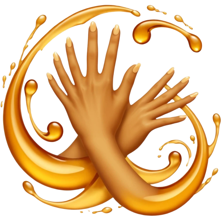 Golden liquid around the dancing hands emoji