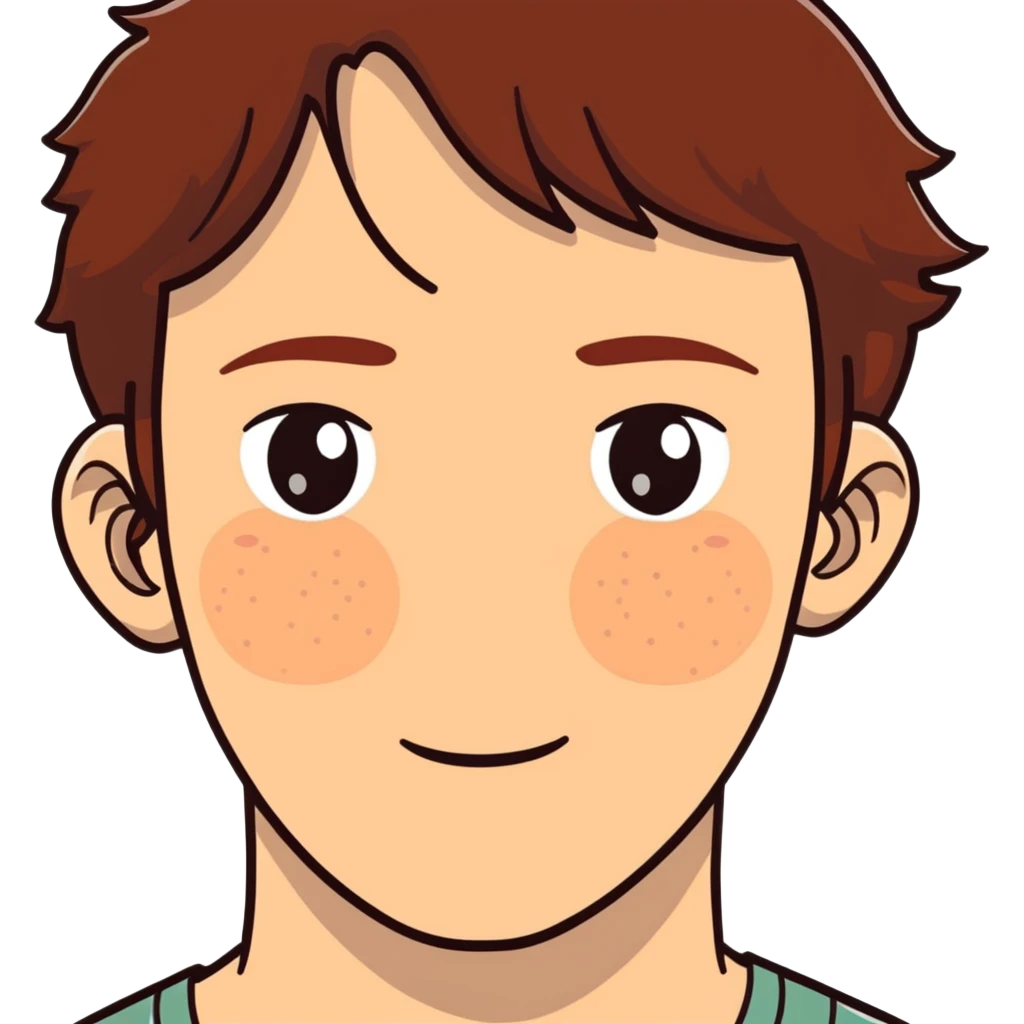 Polish man with medium length brown hair and freckles around his left eye emoji
