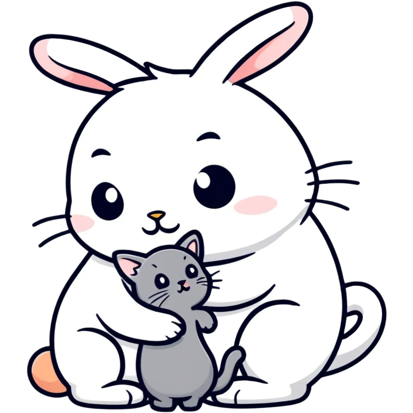 Bunny kissing cat emoji