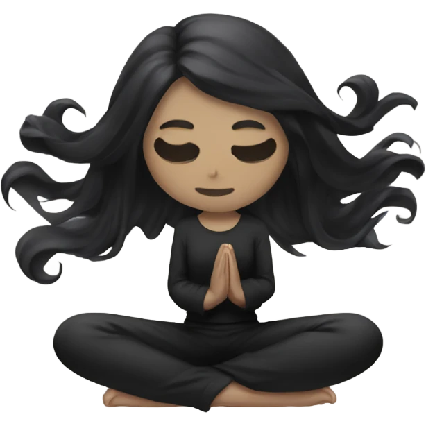 goth white girl and black hair meditating emoji
