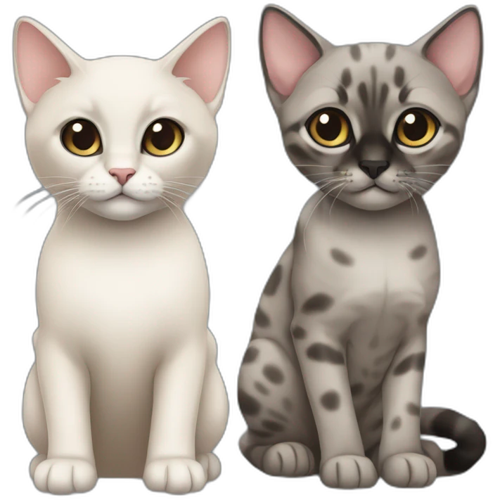 1 siamese kitten and 1 grey brindle cat emoji