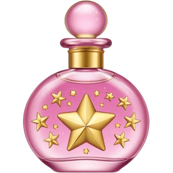 Create small pink perfume and Sol de janeiro inscriptions and small stars emoji