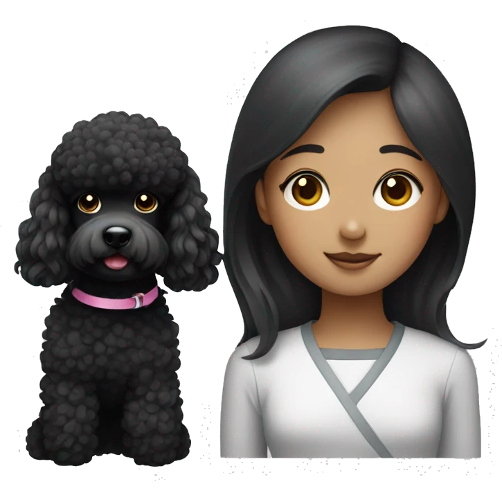 Balck poodle with korean girl emoji