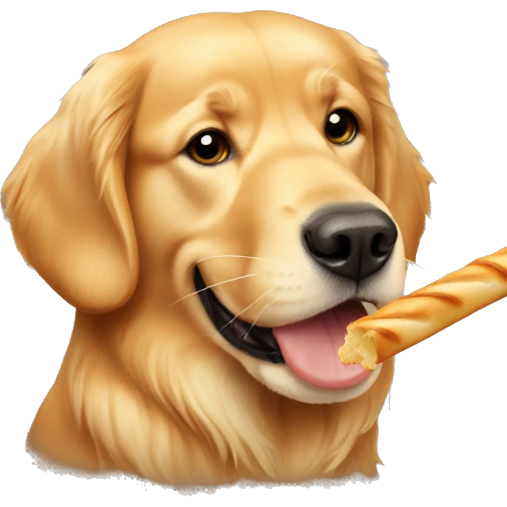 golden retriever with bread stick emoji