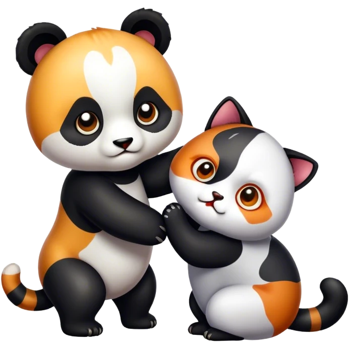 Panda battling cat emoji
