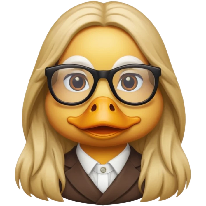 long hair duck with glasses emoji