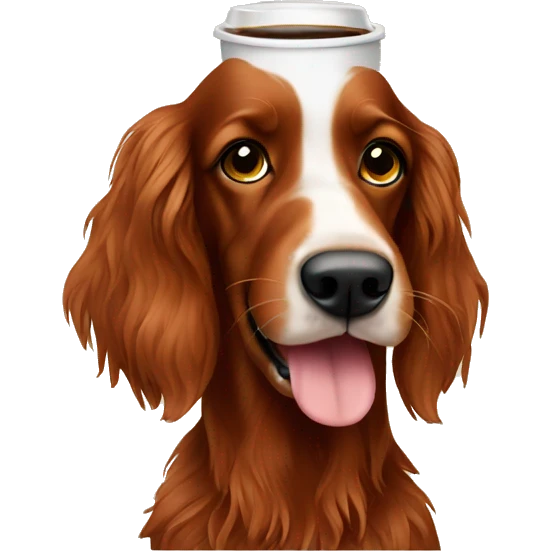 Irish setter with coffee emoji