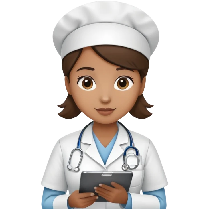 Nurse making hospital rounds, checking patients with clipboard emoji