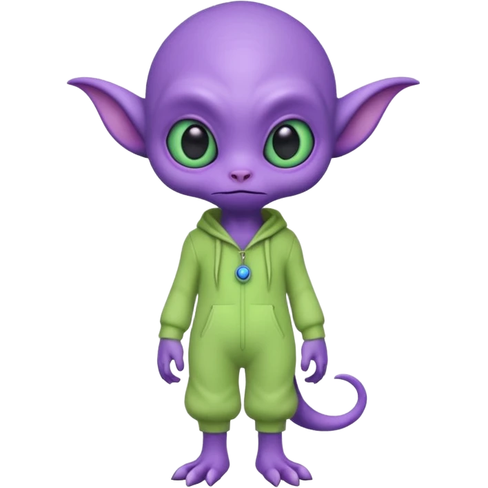 full body cute peacefull alien furry with 2 legs and eye stalks stands upright and looks intelligent ...wears clothing. not green..looks happy and cudly... doesnt have eyes on face, there is a stalk coming from top of head with a single large eye emoji