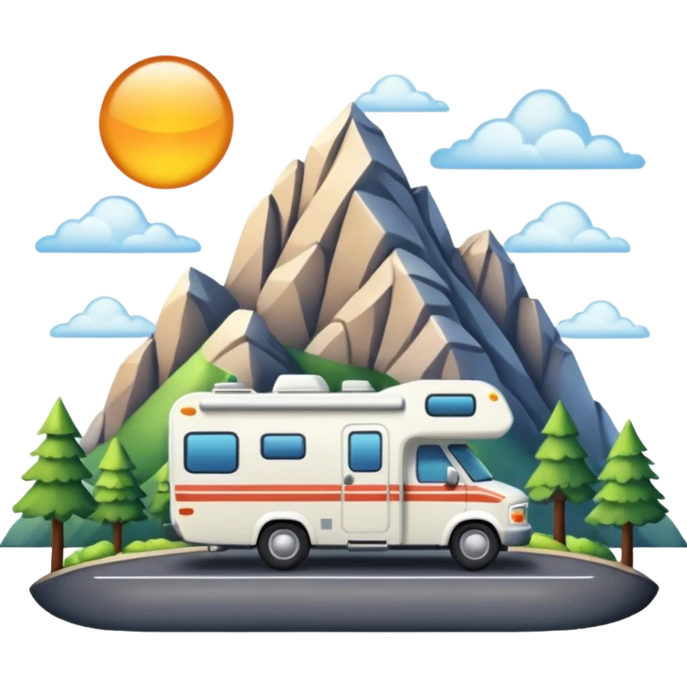 RV driving on a mountain emoji