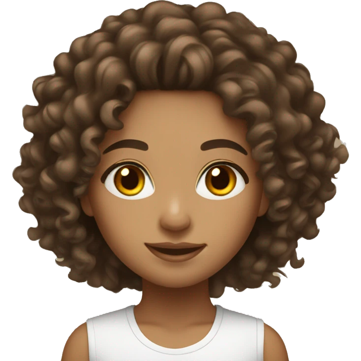 Mixed girl /curly long hair brown / with brown eyes  emoji