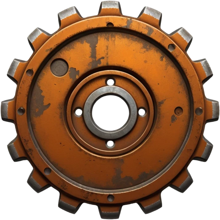 create ultra realistic metal rust-clear gear emoji