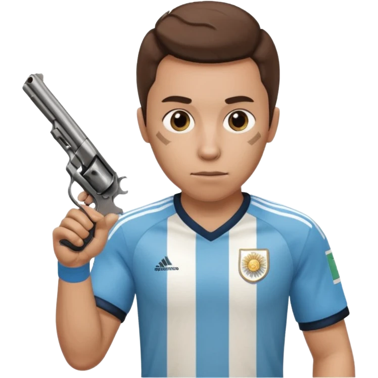 haz un turro con una biszera para atras y con un arma remera argentina pero arma de fuego que tenga un revolver  solo emoji