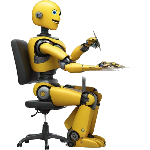 a robot drawing an image sitting on a desk emoji