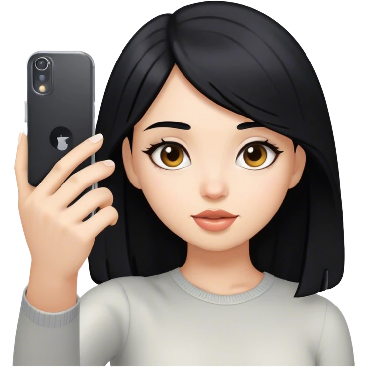 black hair girl taking a selfie emoji