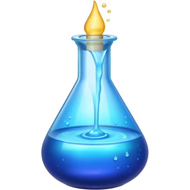 Blue potion bottle open with the liquid falling out (Upside-down with no cork and w/o handle) emoji