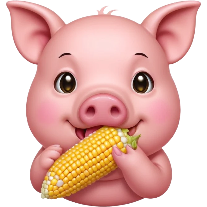 Pig eating corn emoji