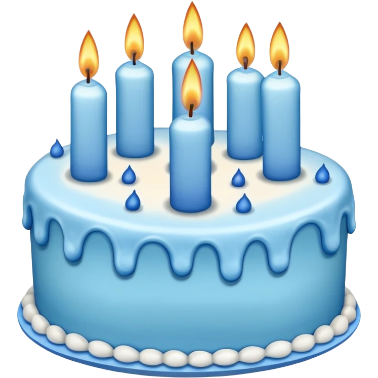 a blue cake with candles emoji