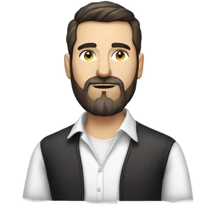 a modern Ukrainian brunette writer with a fashionable beard in a white shirt emoji