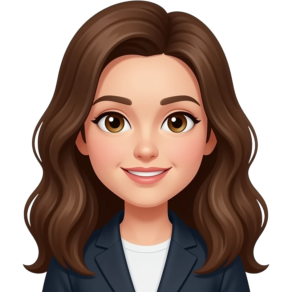 Emoji com cabelo castanho comprido emoji