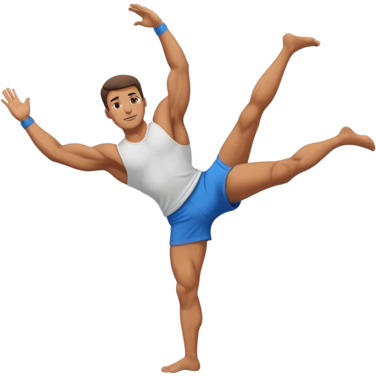 Naked man doing cartwheel emoji