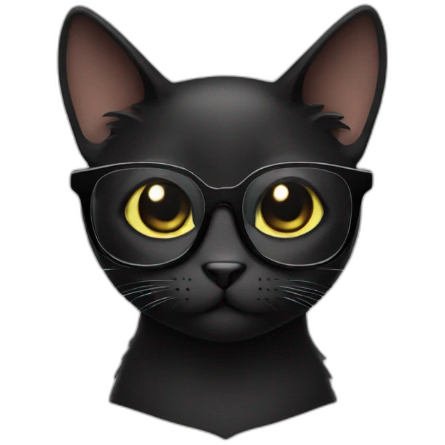 Black cat with glasses emoji