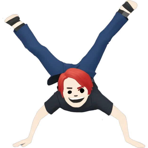 gerard way doing a cartwheel, two legs  emoji