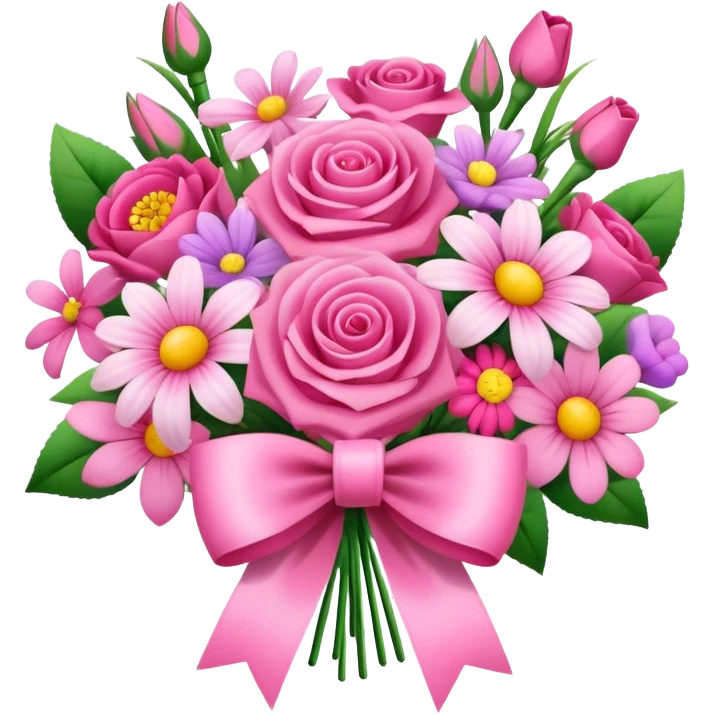 Pink bouquet with a bow emoji