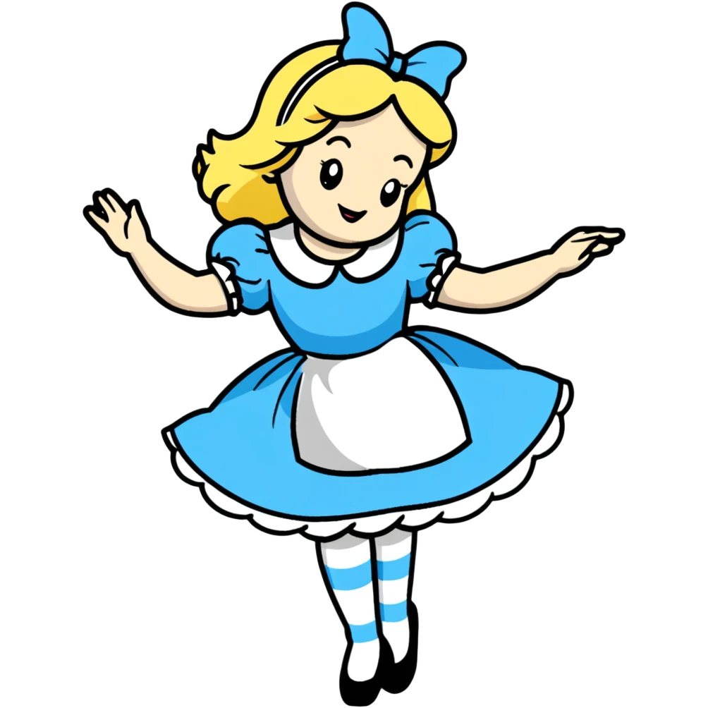 Alice in Wonderland performing a curtsey bow emoji