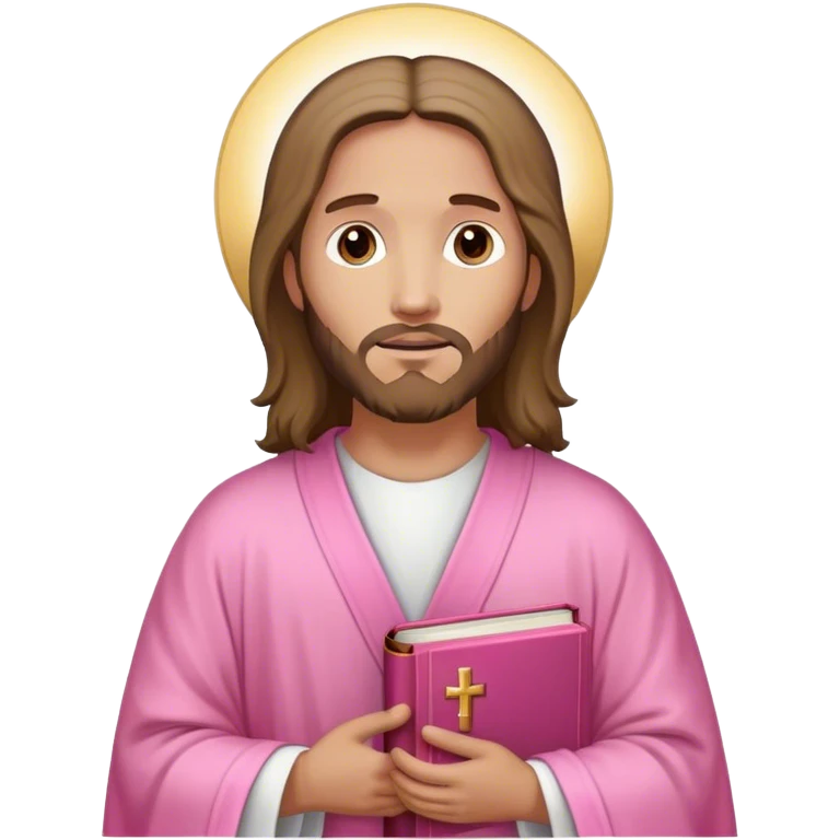 Jesus pink robe with pink bible emoji