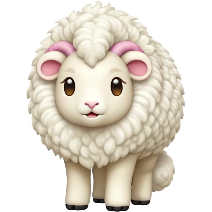 cinematic-[ram]-realistic-full-body-standing-emoji,-tail-flicking-lazily,-head-tilted-dramatically,-curly-[white]-fur,-simplified-yet-realistic-focused-features,-highly-detailed,-glowing-with-an-almost-sarcastic-glow emoji