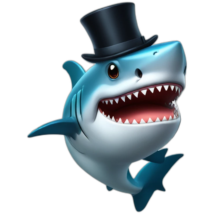Shark with a top hat emoji