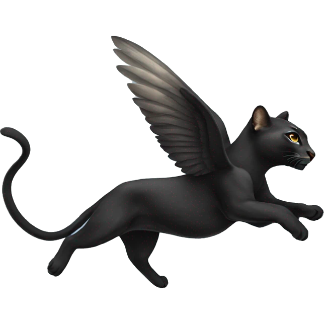 winged black puma flying emoji