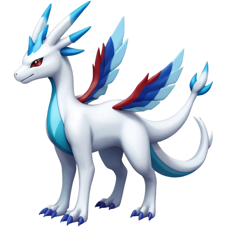lugia-reshiram-suicune-Glaceon-hybrid, full body emoji