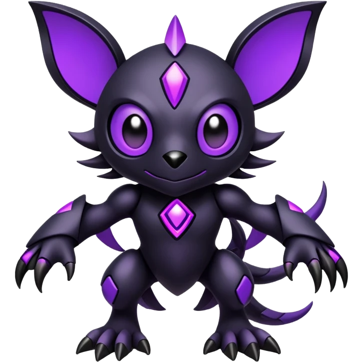 Modern futuristic black dark fakemon-creature with purple accents emoji