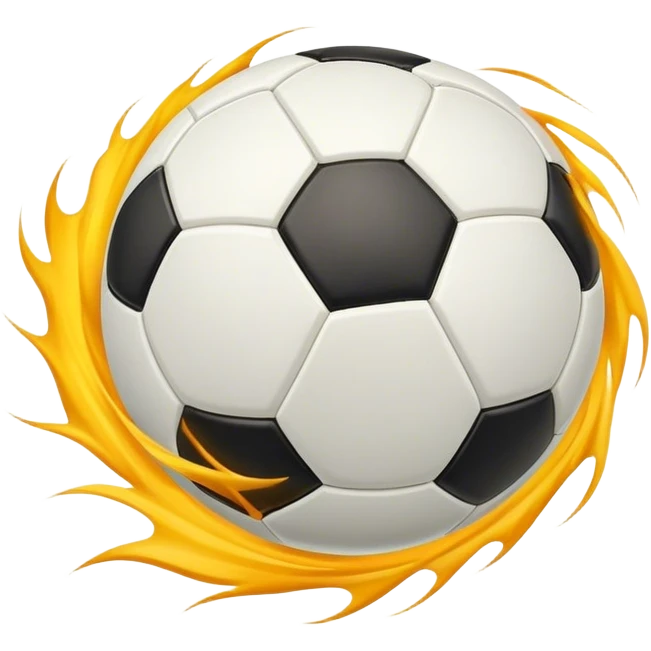 Cinematic Realistic image of a soccer ball soaring through the air, capturing dynamic motion and finely detailed textures with a dramatic, high-energy lighting that evokes the thrill of the game emoji