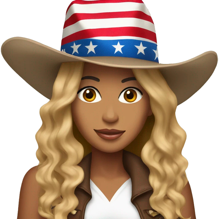 Beyonce wearing a cowboy hat with American flag pattern  emoji