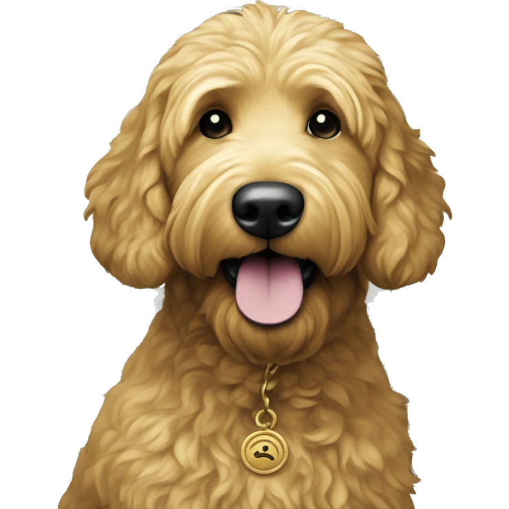 Golden Doodle's head on a united states dollar bill emoji