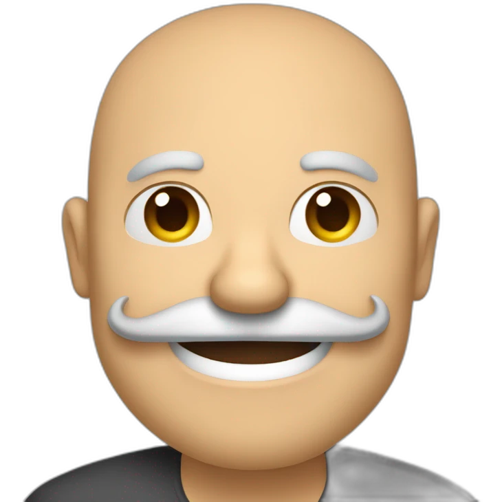 Hombre de 50 años de edad con pelo largo y bigote sonriendo emoji