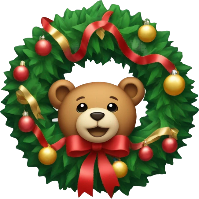 Christmas wreath with a teddy bear emoji