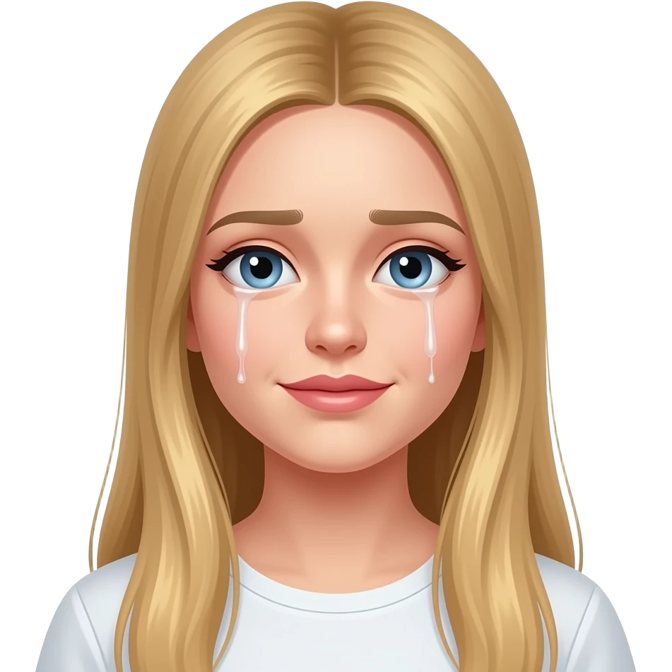 fai un set di emoji come soggetto una bella ragazza russa bionda capelli lisci lunghi e occhi chiari e piange emoji