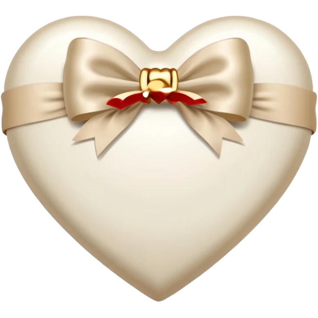 white heart with beige bow emoji