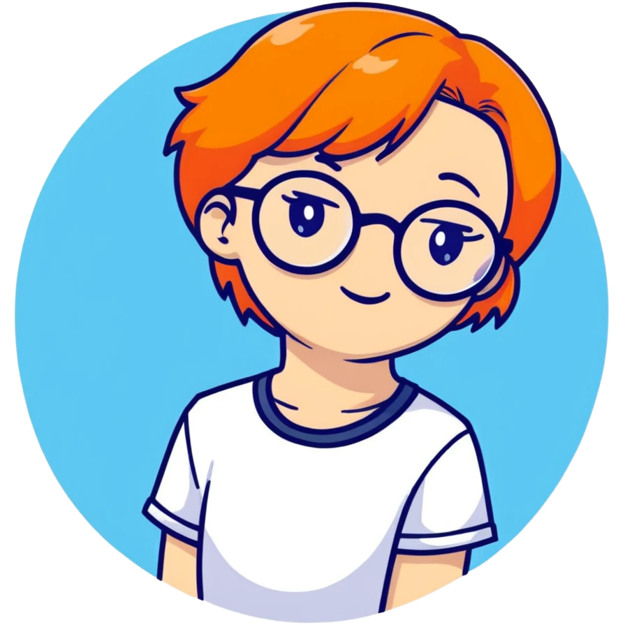 orangehaired shy nerd girl with round glasses emoji