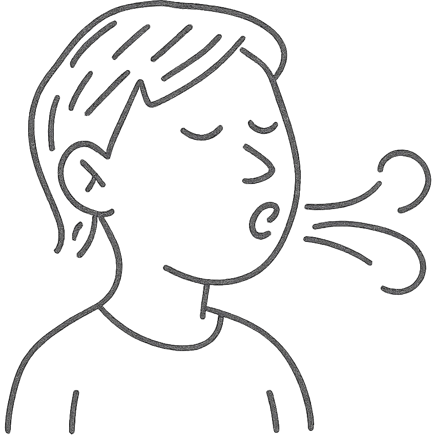 hand drawn sketch style icon of a person breathing through the mouth emoji