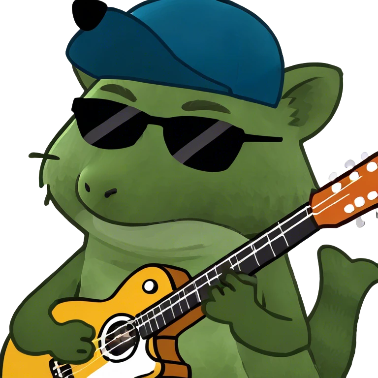 Raccoon playing a guitar  emoji