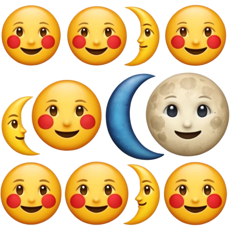 Genarate me a emoji of Drak mode moon and bright mode sun Like we got In our mobile phones emoji
